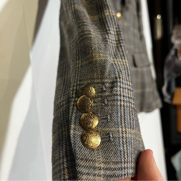 J. Crew Schoolboy Blazer Glen Plaid Gold Buttons Wool Academia Size 0 Preppy - Picture 4 of 9